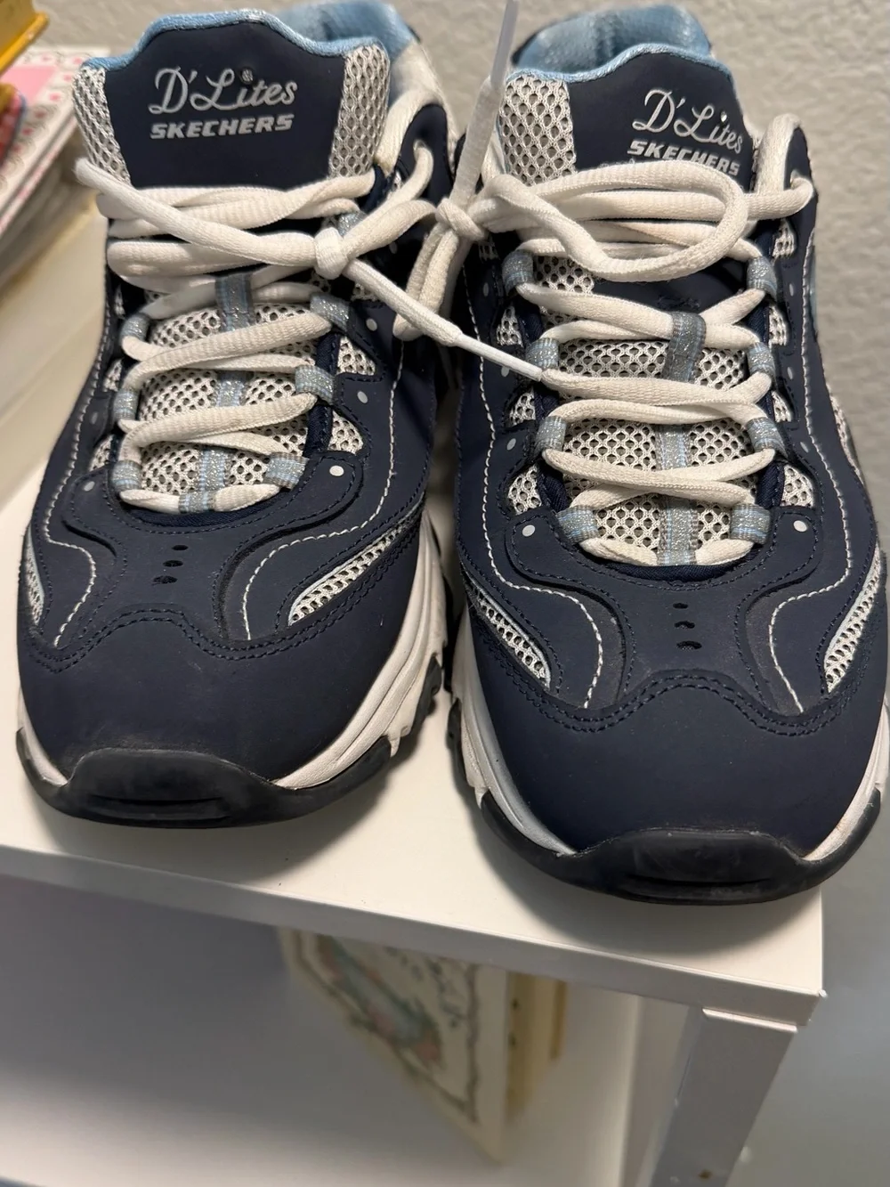 Skechers D'Lites Navy and White Sneakers - Picture 9 of 9
